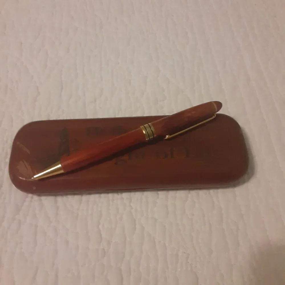 Vintage John 8:12 wooden box & pen set Christian NOTE
